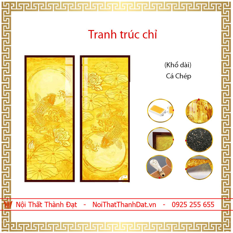 Tranh Trúc Chỉ hoa Sen khổ dài
