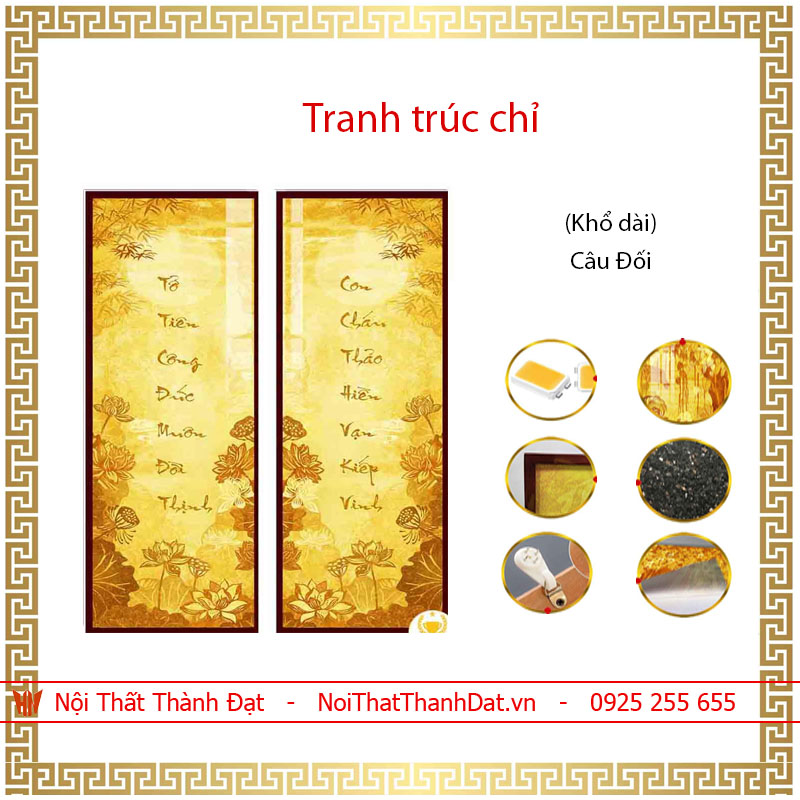 Tranh Trúc Chỉ hoa Sen khổ dài